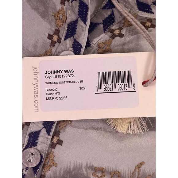 Johnny Was Multicolor Josefina Embroidered Bees Boho Silk Blouse Size 2X NWT - Picture 7 of 13